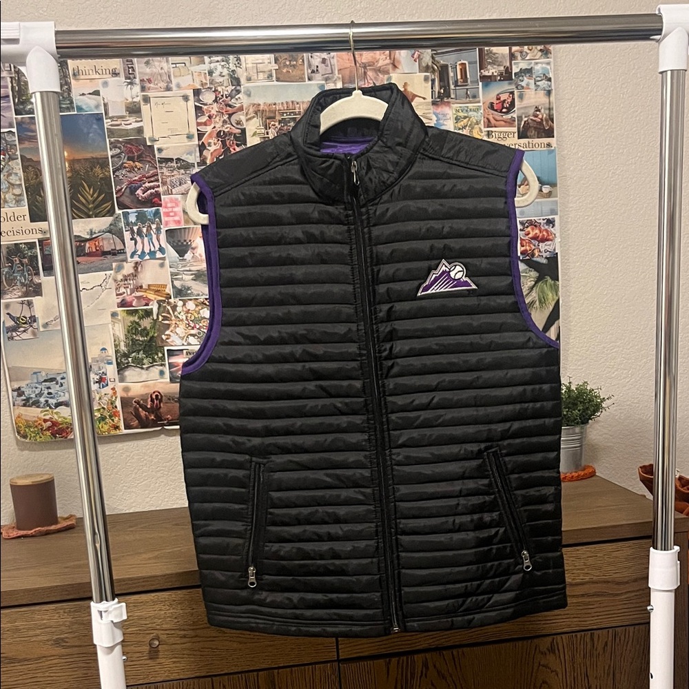 Colorado Rockies Baseball Black Puffer Vest